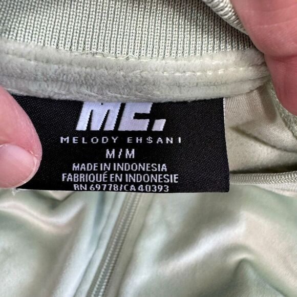 Melody Ehsani Women's Quarter Zip Long Sleeves Sweater Sz Medium Light Green - Picture 7 of 11